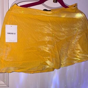Forever 21 Yellow Satin Mini Skirt
